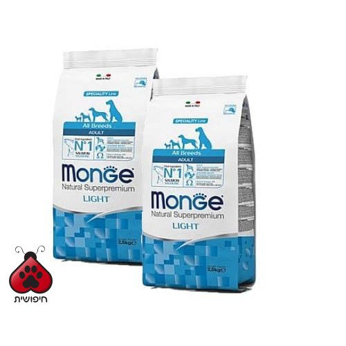 דיל 2 יח' מונג' לייט סלמון לכלב 12 ק"ג Monge
