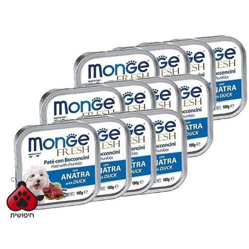 דיל 32 יח' מעדן לכלבים מונג' פרש פטה נתחי ברווז 48 Monge