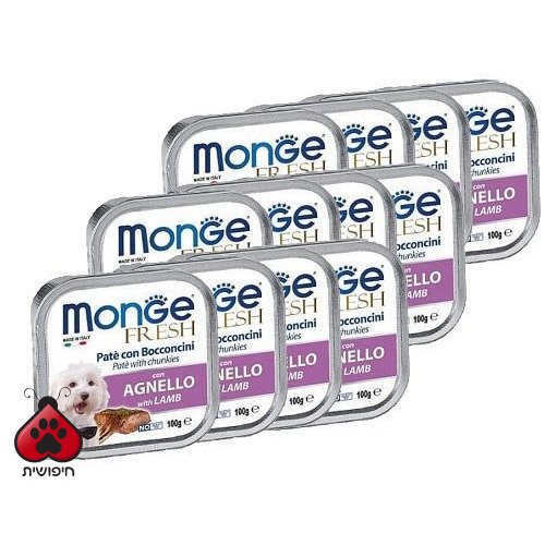 דיל 32 יח' מעדן לכלבים מונג' פרש פטה נתחי כבש 55 Monge