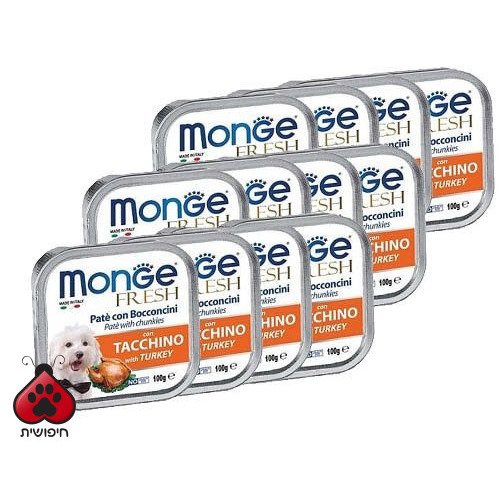 דיל 32 יח' מעדן לכלבים מונג' פרש פטה נתחי הודו 24 Monge