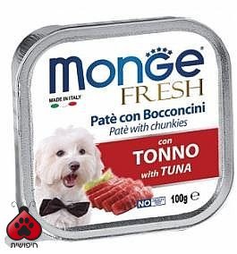 מעדן לכלבים מונג' פרש פטה עם נתחי טונה 17 Monge