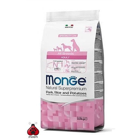 מונג' חזיר אורז ותפו"א לכלב 12 ק"ג Monge