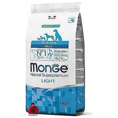 מונג' סלמון לייט מופחת שומן לכלב 2.5 ק"ג Monge