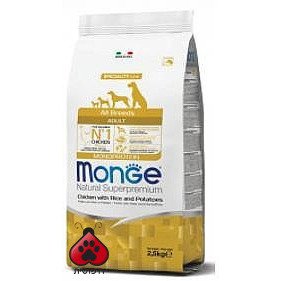 מונג' לכלב בוגר עוף אורז ותפו"א 12 ק"ג Monge