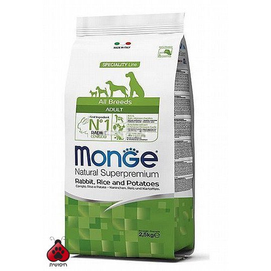 מונג' אדולט ארנב ותפו"א לכלבים 2.5 ק"ג Monge