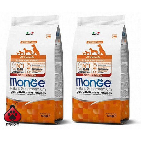 דיל 2 יח' מונג' גורים ברווז 12 ק"ג Monge לכלב