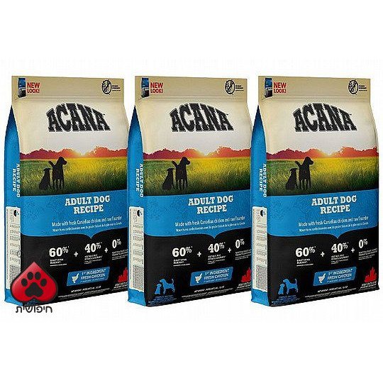 דיל 3 יח' אקאנה עוף וירקות 11.4 ק"ג לכלב אקאנה Acana