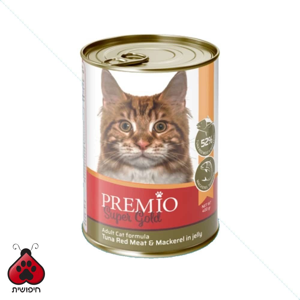פרמיו סופר גולד טונה אדומה ומקרל בג'לי 400 גרם Premio