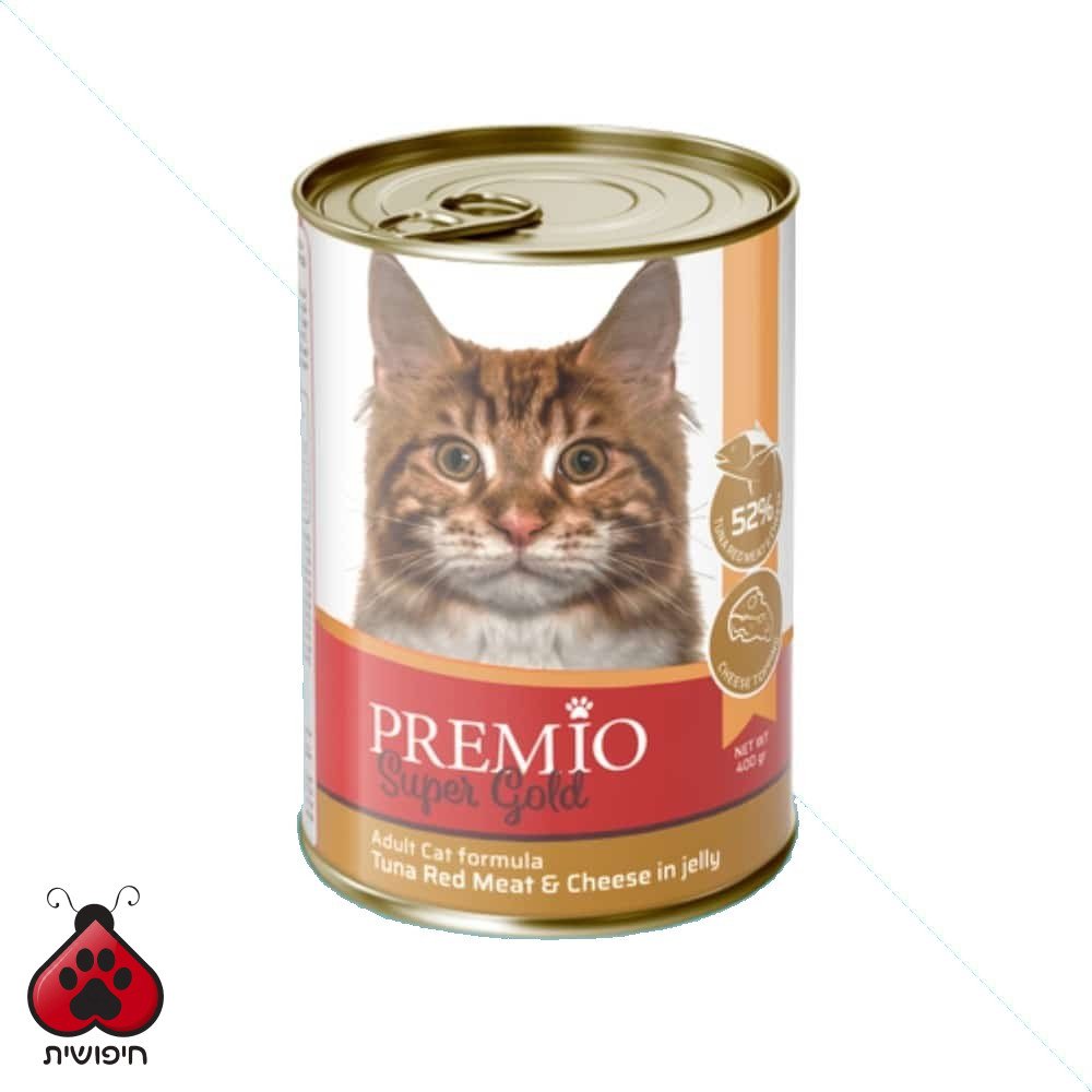 פרמיו סופר גולד טונה אדומה וגבינה בג'לי 400 גרם Premio