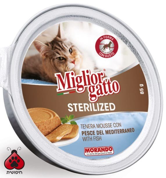 שימורים לחתול מסורס,Miglior Gatto, מוס בטעם דגים 85 גרם