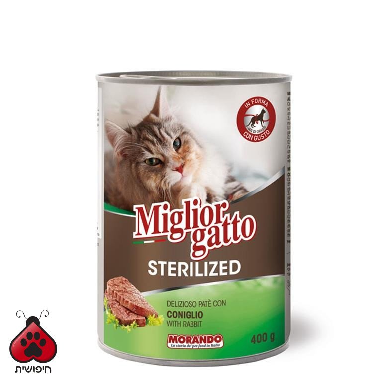 שימורים לחתול מסורס,Miglior Gatto, פטה בטעם ארנבת 400 גרם