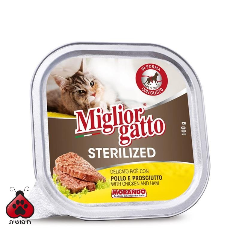 שימורים לחתול מסורס,Miglior Gatto, פטה בטעם עוף וחזיר 100 גרם