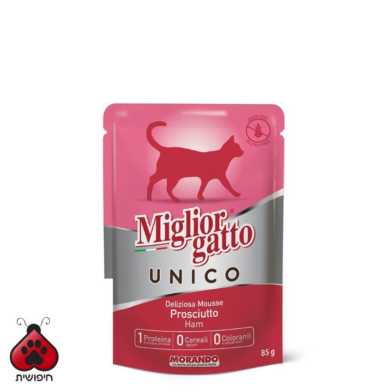 שימורים לחתול,Morando UNICO, בטעם חזיר 85 גרם