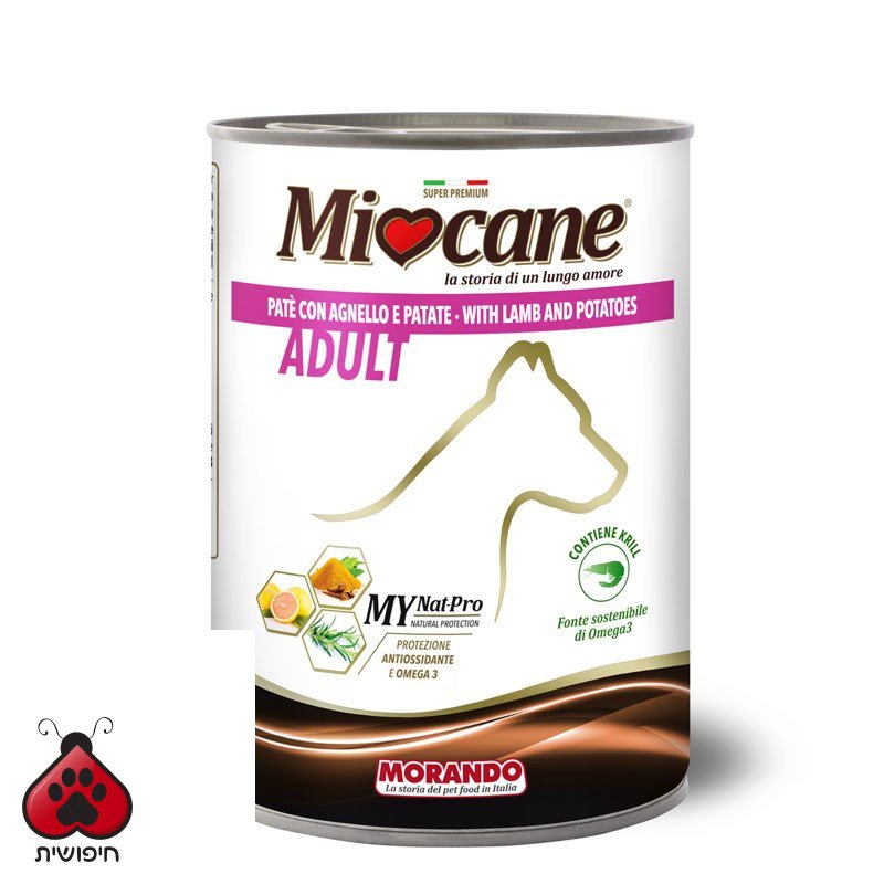 שימורים לכלב,Miocane,פטה כבש ותפו"א 400 גרם