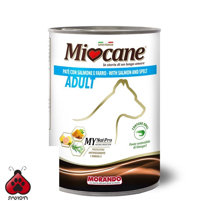 שימורים לכלב,Miocane,פטה סלמון וכוסמין 400 גרם