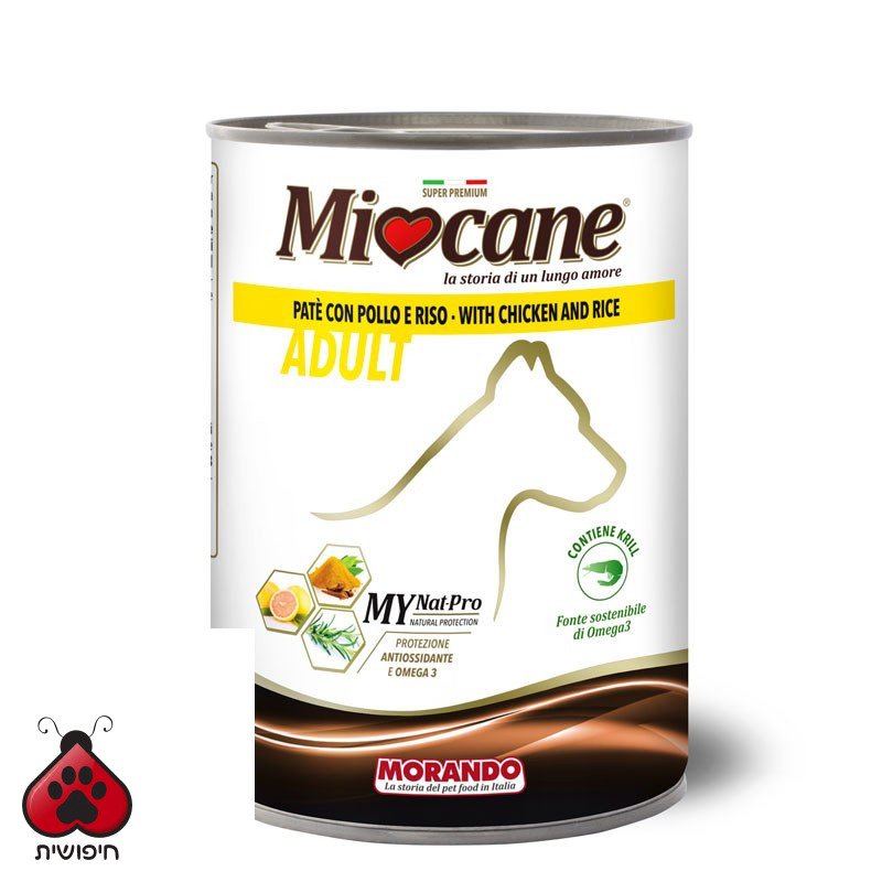 שימורים לכלב,Miocane,פטה עוף ואורז 400 גרם
