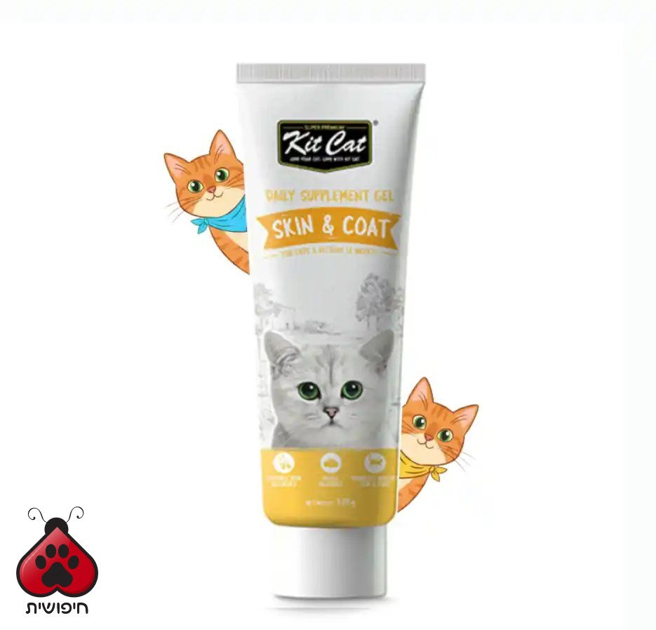 Kit Cat תוסף תזונה יומי לחתולים ג'ל לתמיכה בבריאות העור והפרווה, 120 גרם