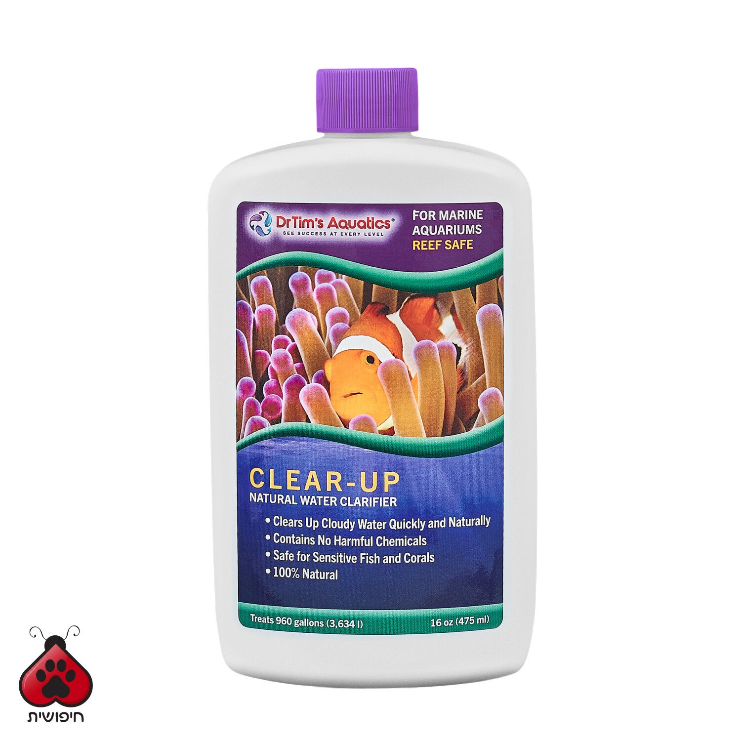 ד"ר טים – תכשיר קליר אפ למים מלוחים וריף – 480 מ"ל