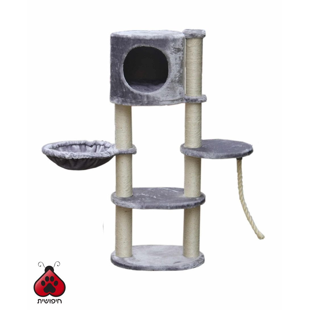 עמוד גירוד לחתול + ערסל + פינת מסתור – דגם PS495 פטקס