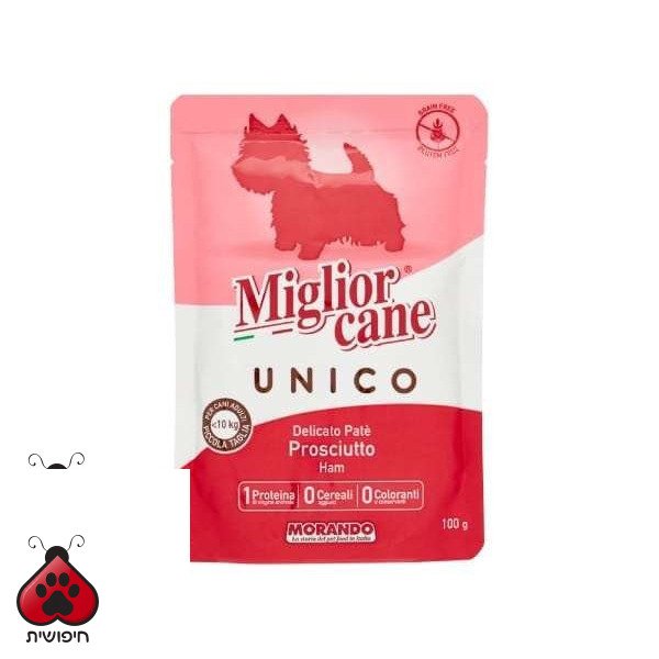 פאוץ' מיגליור יוניקו – לכלב, בטעם חזיר, 100 גרם · Miglior Cane Unico