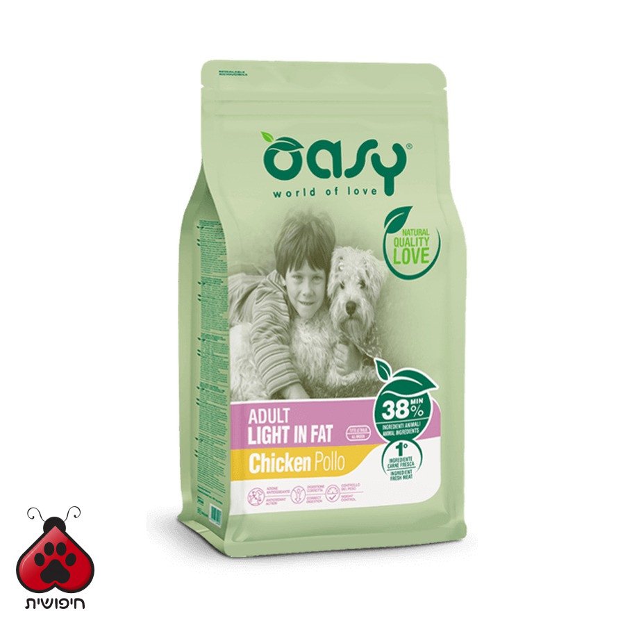 אואסי לבוגרים דל שומן עוף 12 ק"ג Adult Light in Fat Chicken
