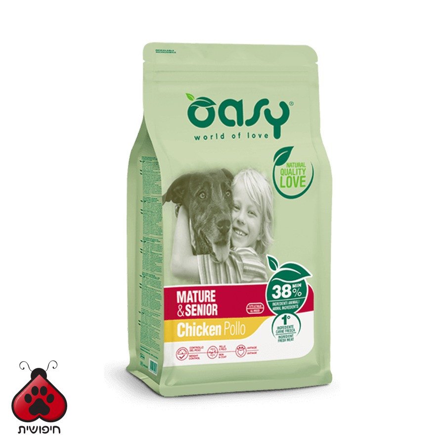 אואסי לבוגרים ומבוגרים עוף 12 ק"ג Mature & Senior Chicken