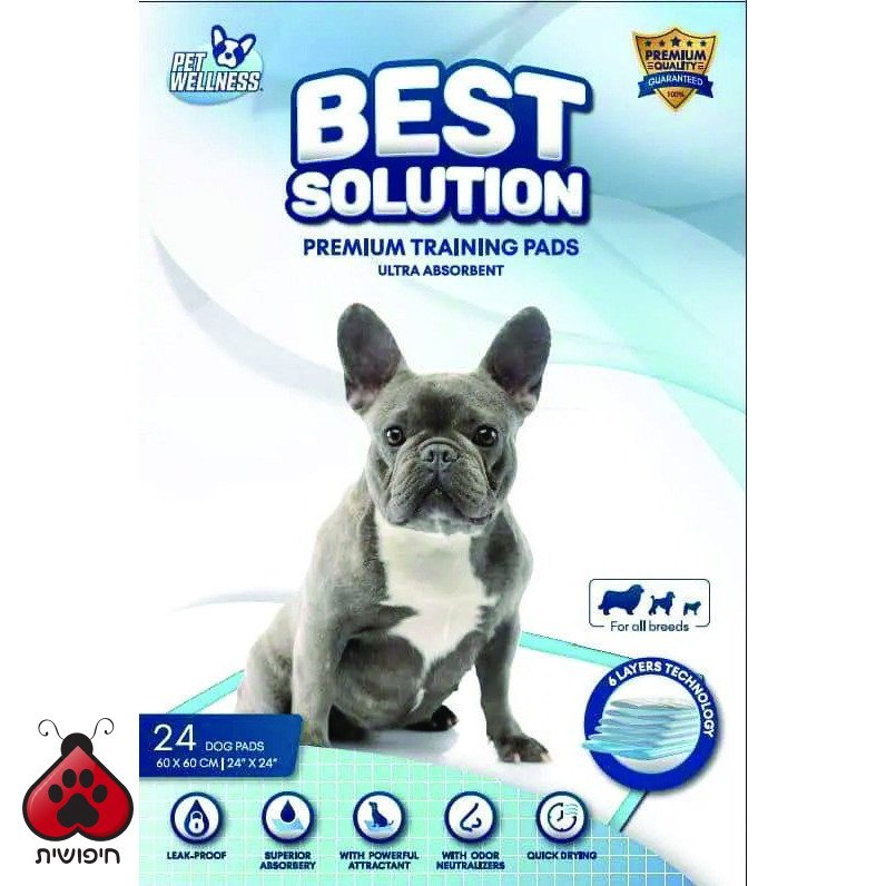 פט וולנס פדים לצרכים 24 יחידות 60X60 PET WELLNESS
