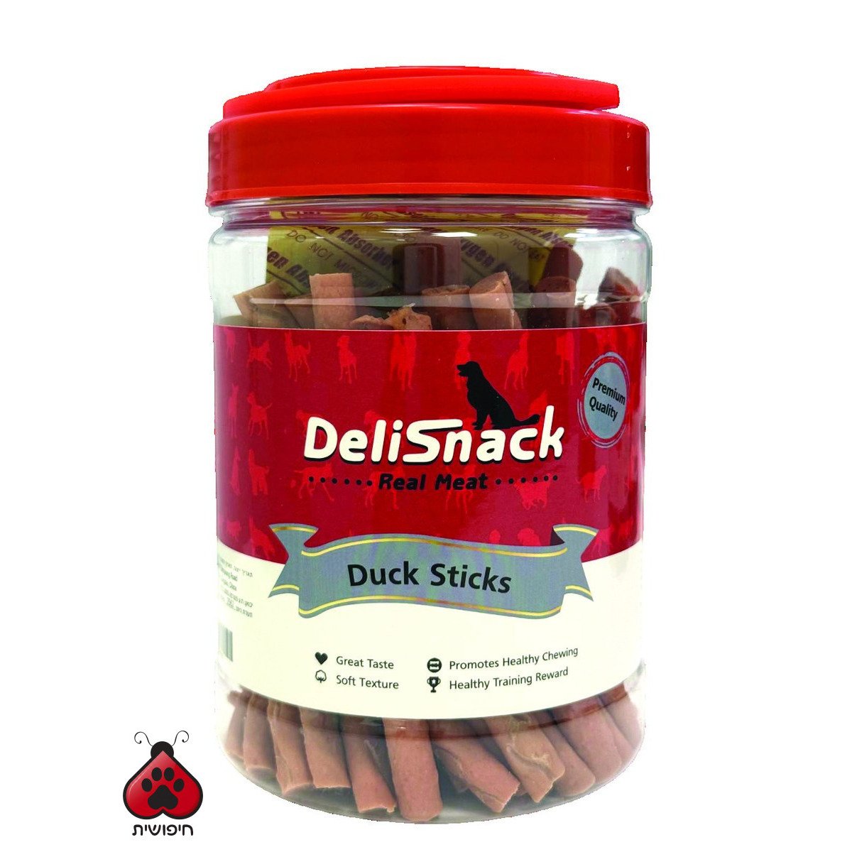 דליסנק חטיף בצנצנת מקלות ברווז 400 גרם DELISNACK
