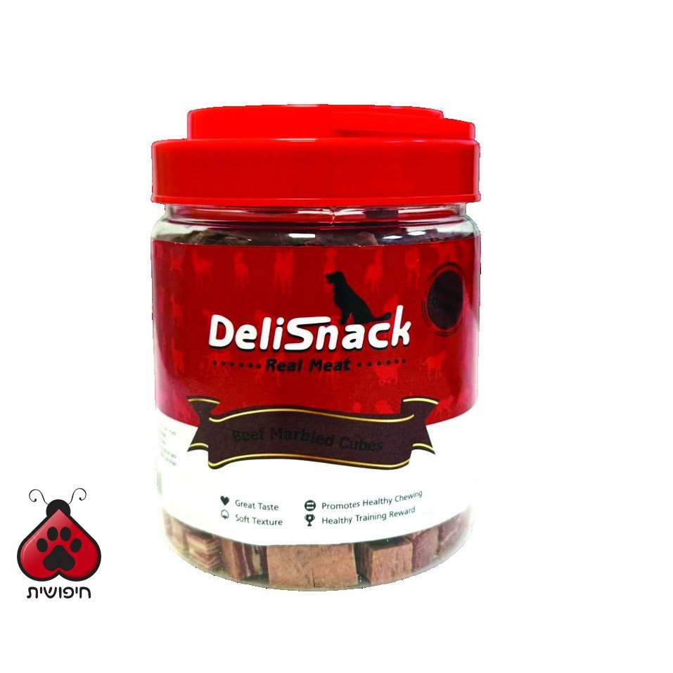 דליסנק חטיף בצנצנת קוביות בקר 400 גרם DELISNACK