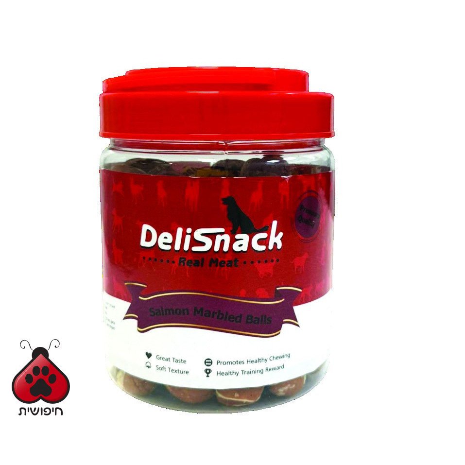 דליסנק חטיף בצנצנת כדורי סלמון 400 גרם DELISNACK