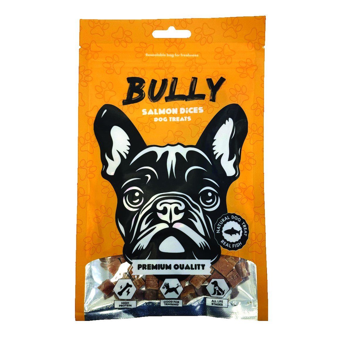בולי חטיף לכלב קוביות סלמון BULLY